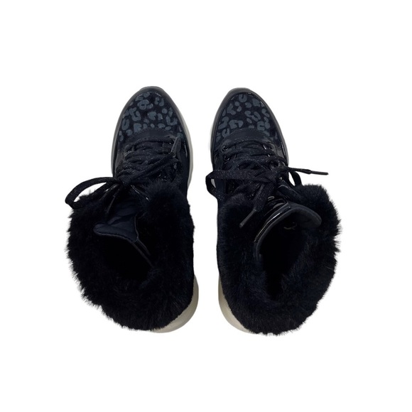 Geox Backsie Amphibiox Winter Boots Animal Print Faux Fur Black Size 7.5 Lace Up - Picture 6 of 10